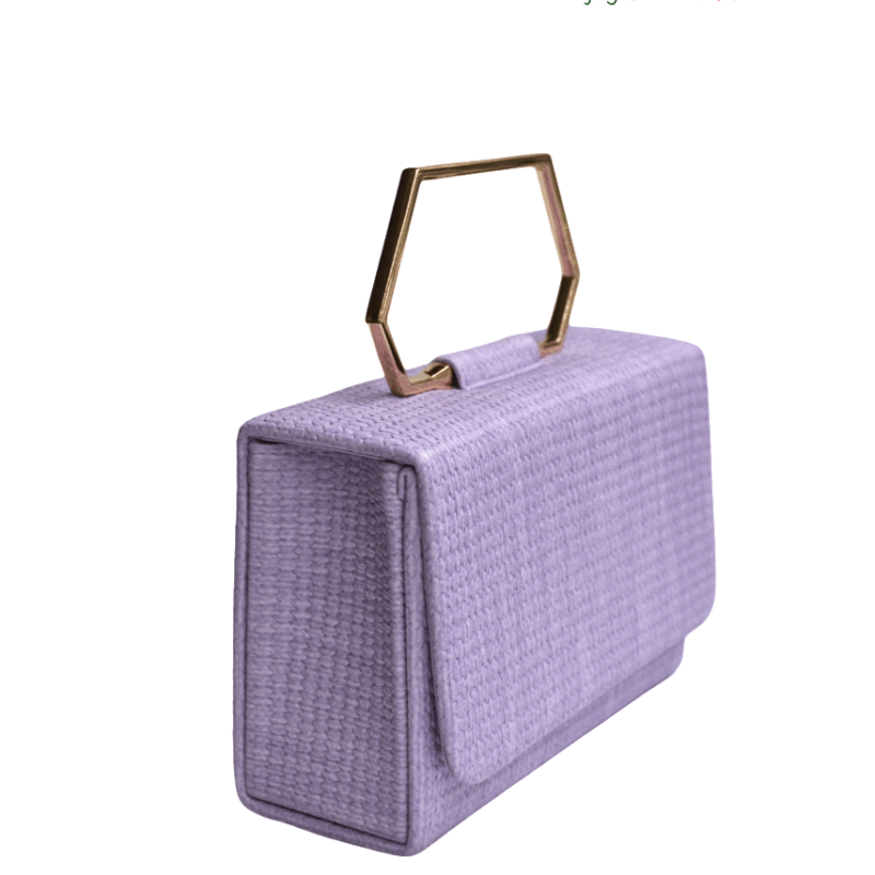 Bolso clutch rafia malva