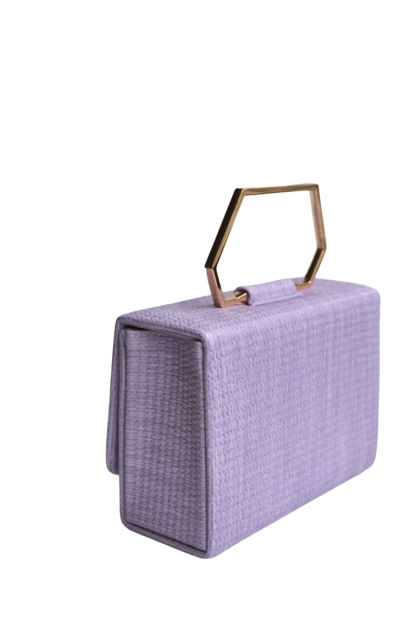 Bolso clutch rafia malva - Imagen 3