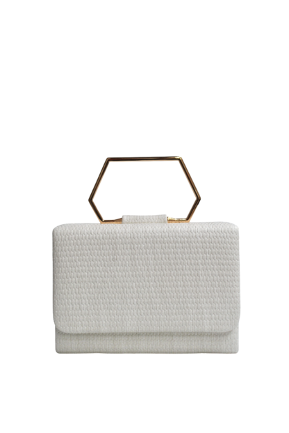 Bolso clutch blanco rafia - Imagen 2