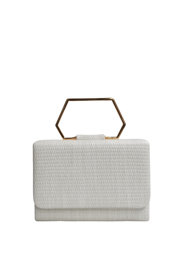 Bolso clutch blanco rafia - Imagen 2