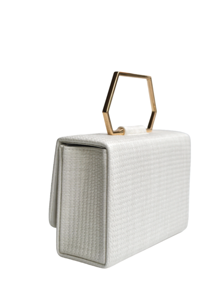 Bolso clutch blanco rafia - Imagen 3
