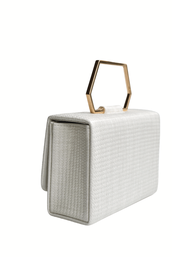 Bolso clutch blanco rafia - Imagen 3