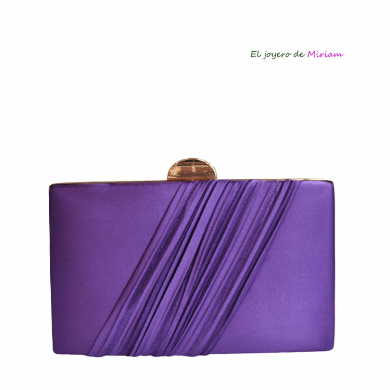 Clutch morado raso frunce