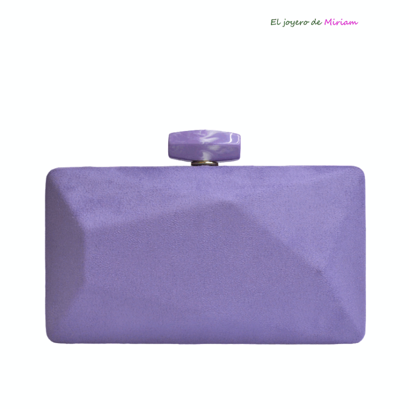 Clutch violeta cierre mármol
