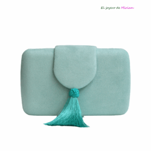 Clutch aguamarina flecos