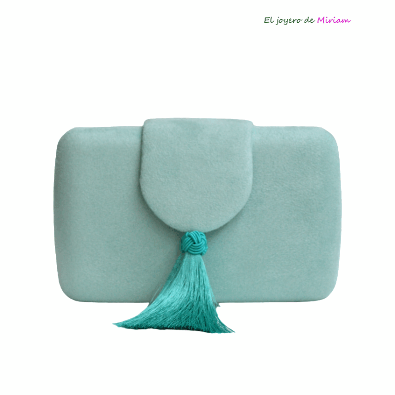 Clutch aguamarina flecos
