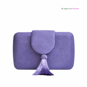 Clutch violeta detalle flecos