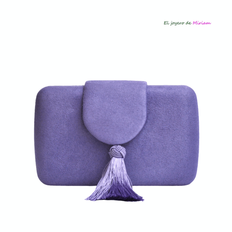 Clutch violeta detalle flecos