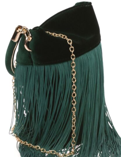 Clutch verde botella flecos - Imagen 2