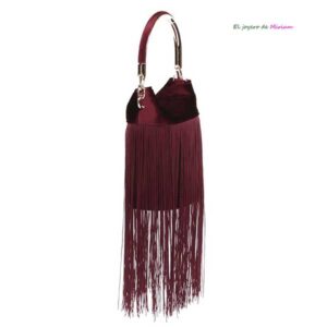Clutch granate terciopelo y flecos