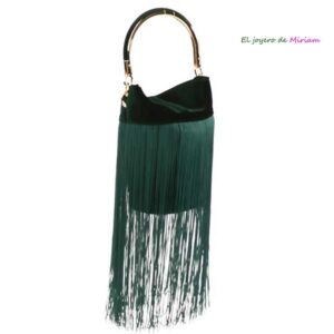 Clutch verde botella flecos
