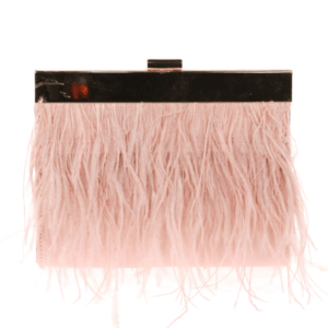 Clutch rosa nude plumas