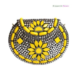 Clutch amarillo y plateado