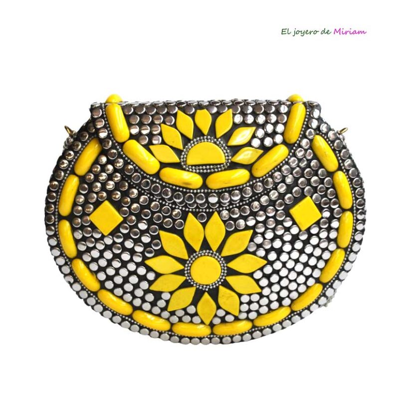 Clutch amarillo y plateado