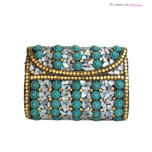 Clutch nácar con perlas turrquesa