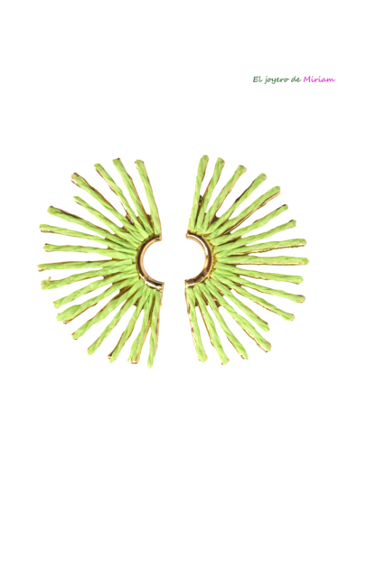 Pendientes verde lima rafia
