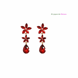 Pendientes rojos flores