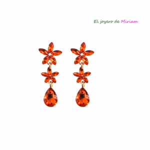 Pendientes naranjas flores