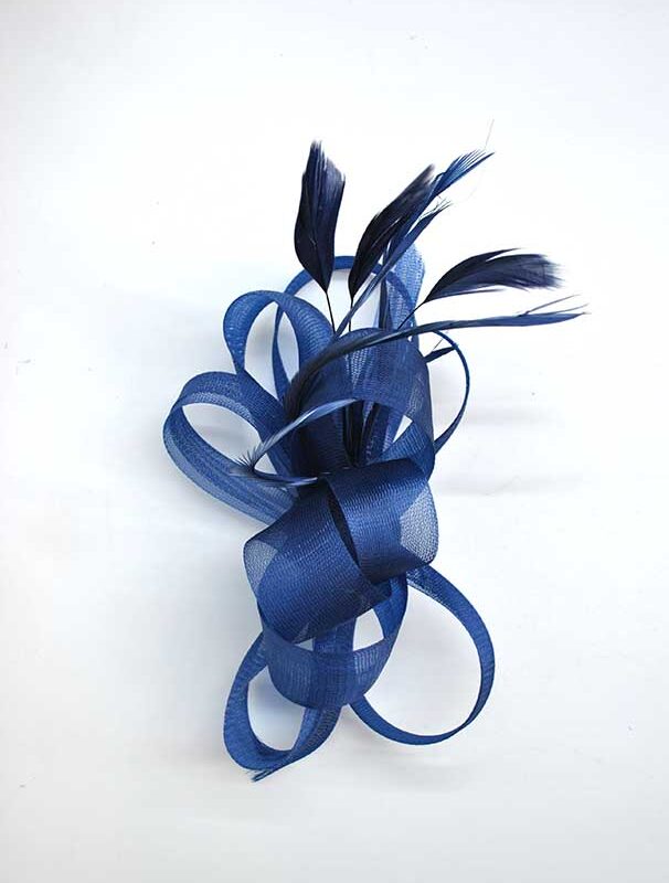 Flor tocado tul azul marino