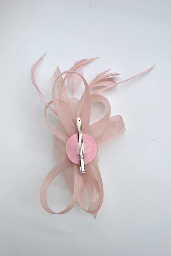 Flor tocado tul rosa nude - Imagen 3