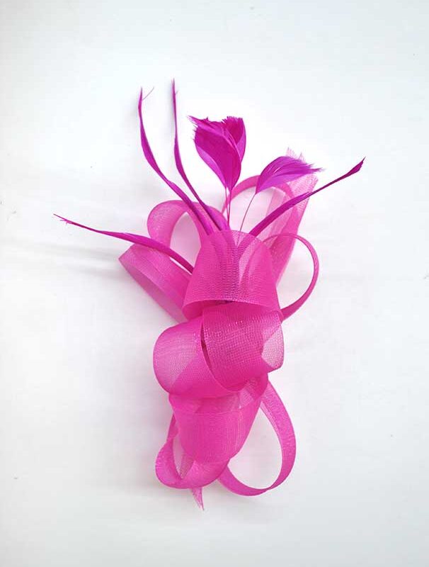 Flor tocado tul rosa fucsia