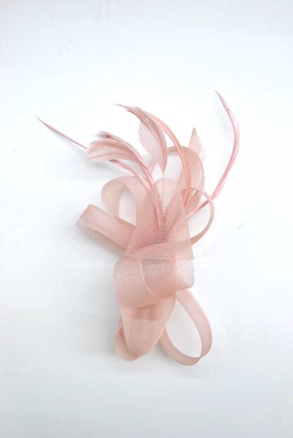 Flor tocado tul rosa nude