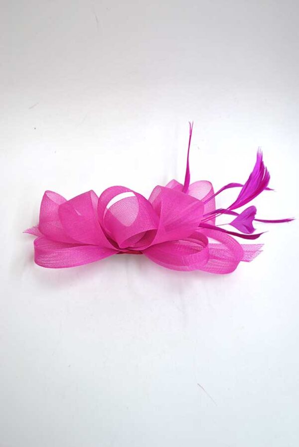 Flor tocado tul rosa fucsia - Imagen 2