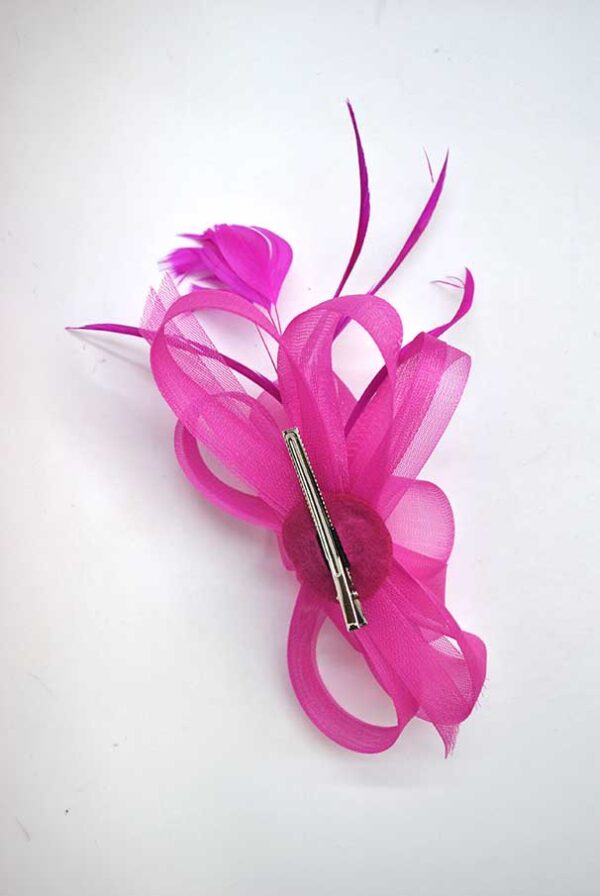 Flor tocado tul rosa fucsia - Imagen 3