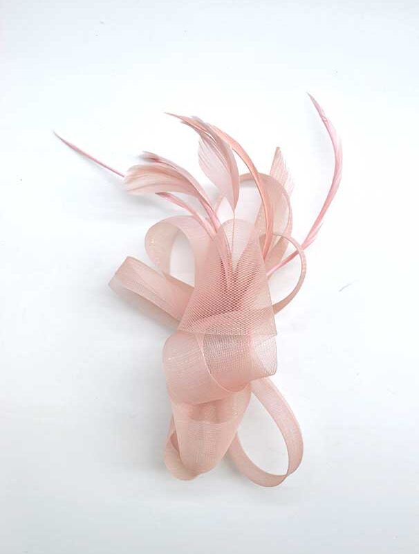 Flor tocado tul rosa nude