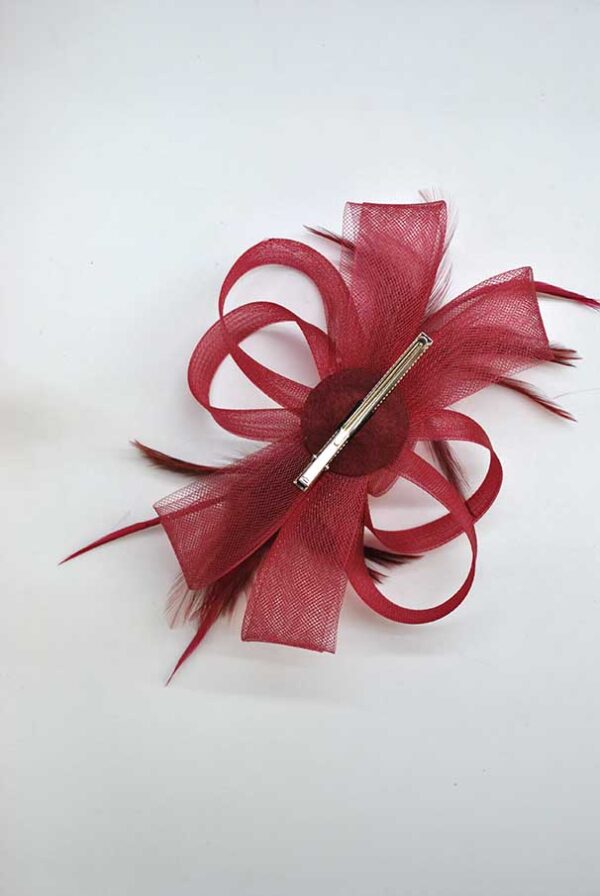 Flor tocado mediano burdeos - Imagen 2