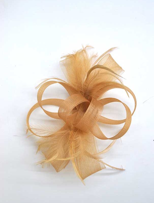 Flor tocado mediano champagne