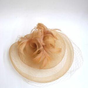Tocado dorado champagne tul