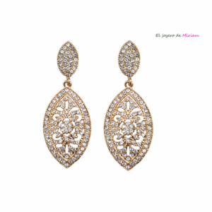 Pendientes dorados cristales blancos