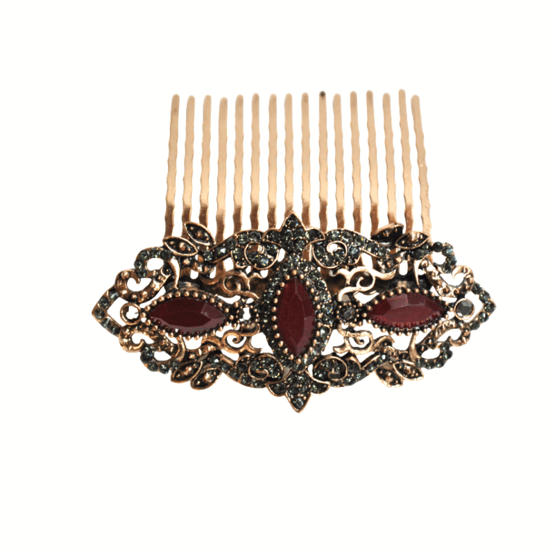 Peineta de fiesta burdeos