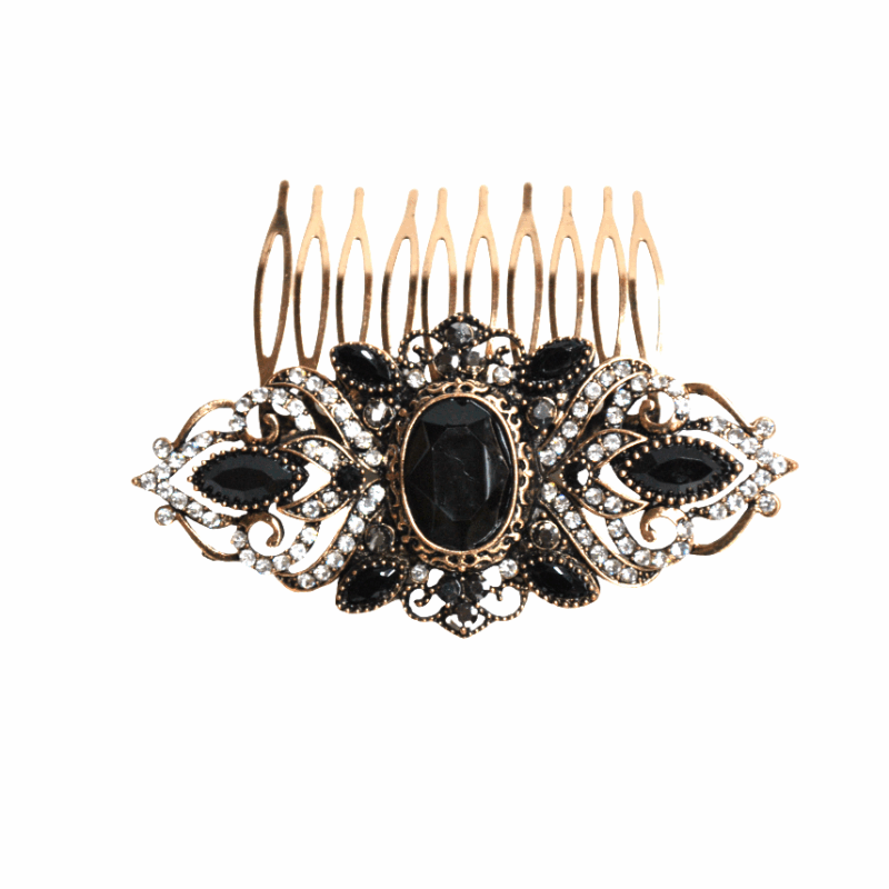 Peineta fiesta cristales negros