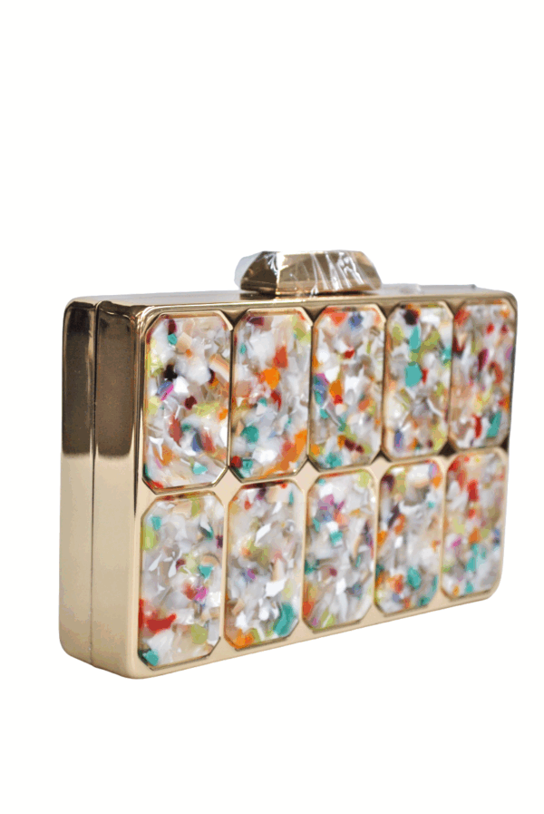 Clutch nácar multi con dorado - Imagen 3