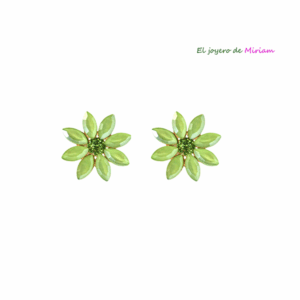 Pendientes flor verde lima