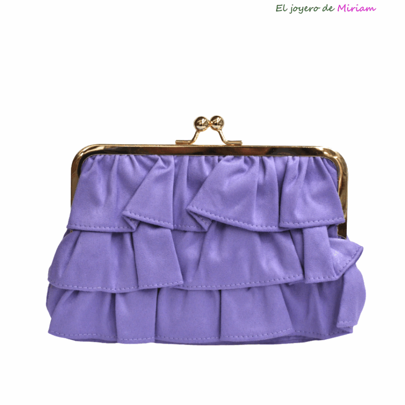 Clutch o cartera violeta volantes