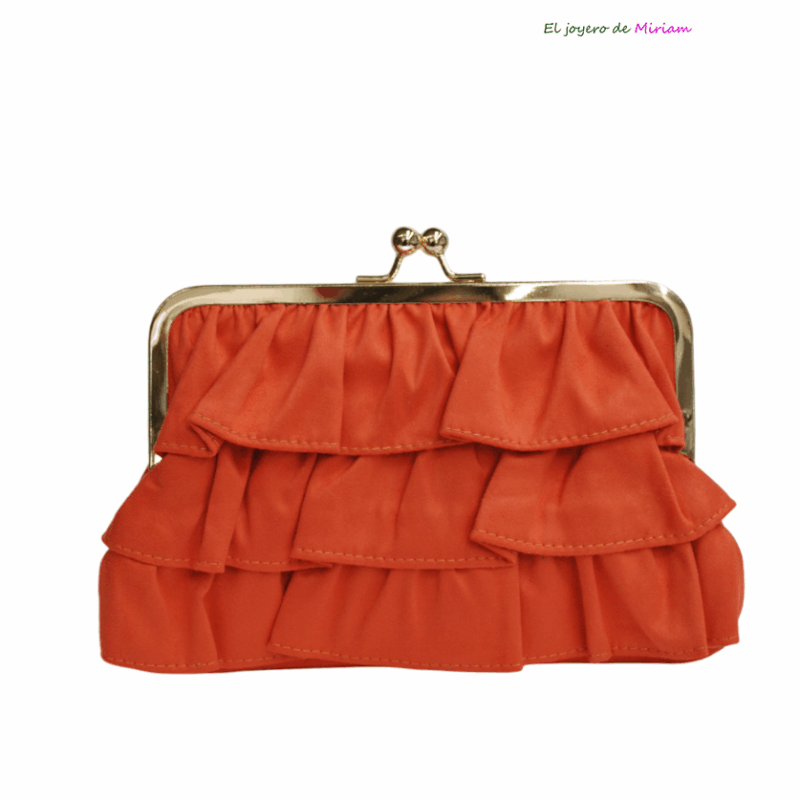 Clutch o cartera naranja volantes
