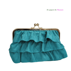 Clutch o cartera turquesa volantes