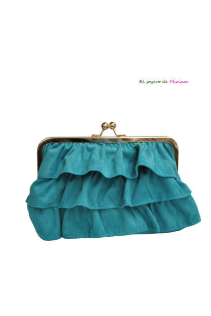 Clutch o cartera turquesa volantes