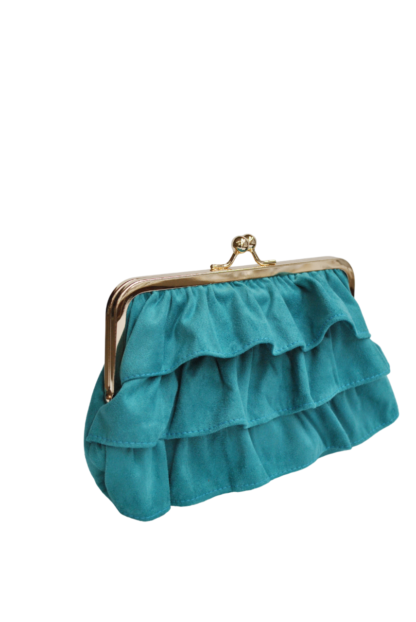 Clutch o cartera turquesa volantes - Imagen 2
