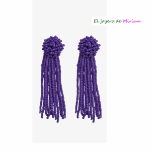 Pendientes morados largos cuentas