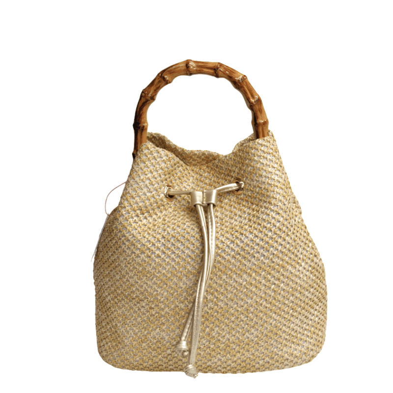 Bolso rafia asa madera