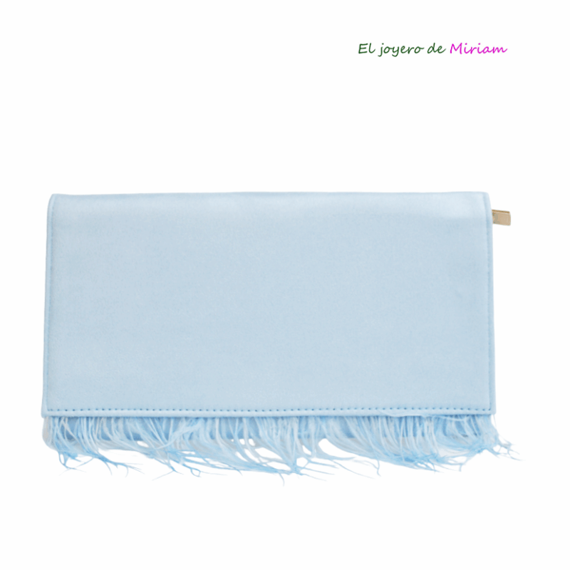 Cartera plumas azul celeste