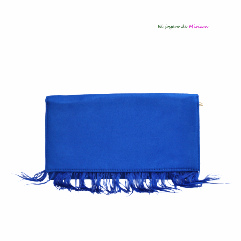 Cartera azul eléctrica plumas
