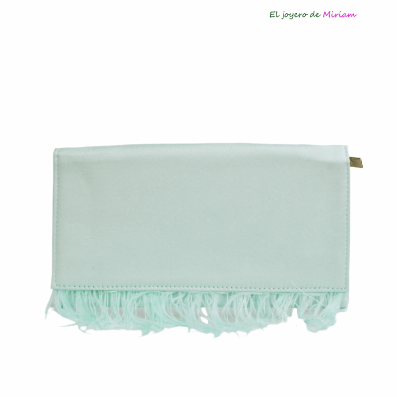 Cartera plumas aguamarina