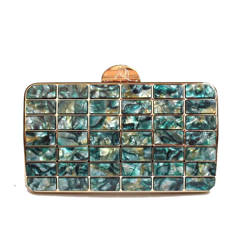 Clutch nácar verde combi
