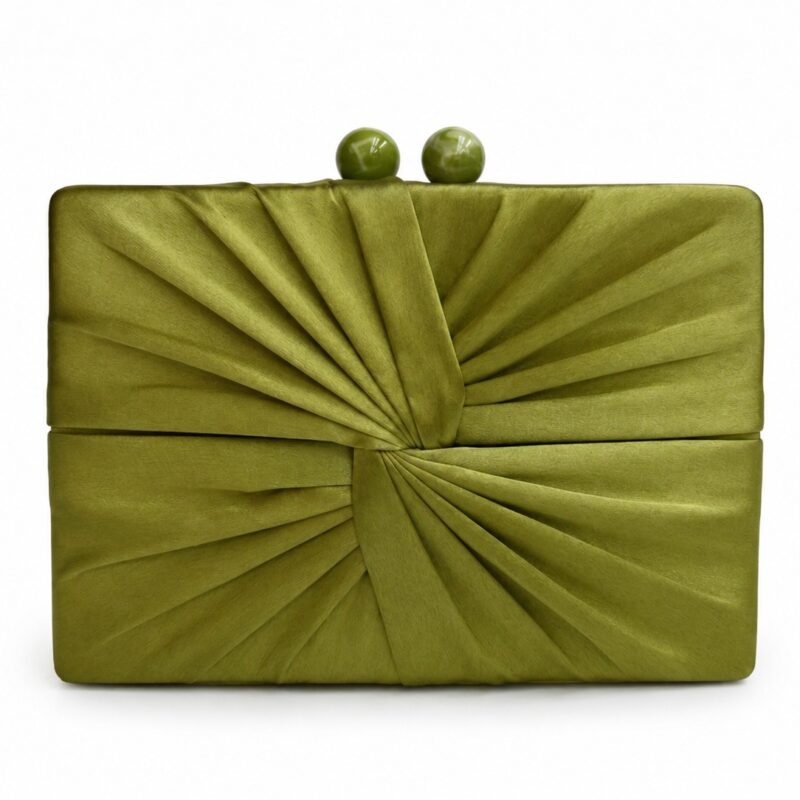 Cluch verde oliva raso frunce
