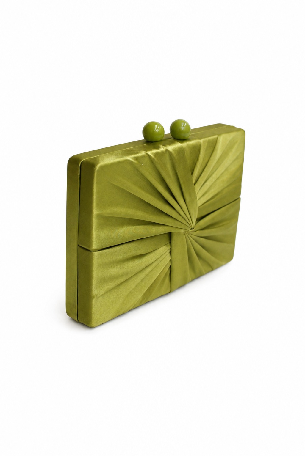 Cluch verde oliva raso frunce - Imagen 2